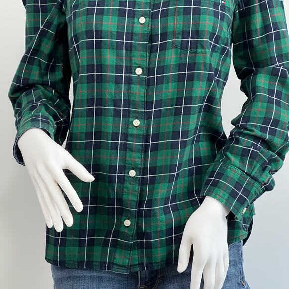 Women's Tommy Hilfiger Green, Navy and, Red Plaid Long Sleeve Button Down Top - Picture 3 of 16